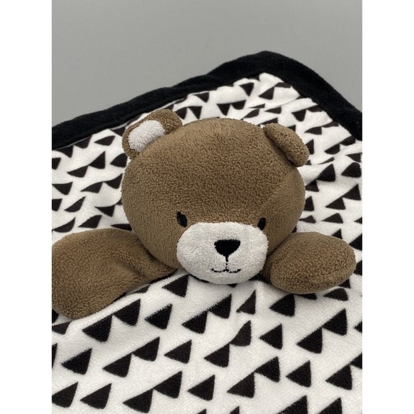Levtex Baby Teddy Bear Lovey Plush Black And White Triangles Security Blanket - Picture 2 of 6